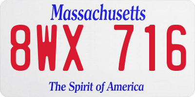 MA license plate 8WX716