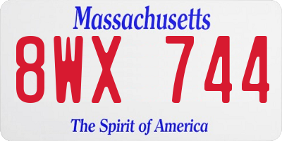 MA license plate 8WX744