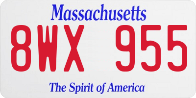 MA license plate 8WX955