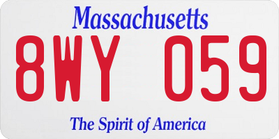 MA license plate 8WY059