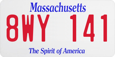 MA license plate 8WY141