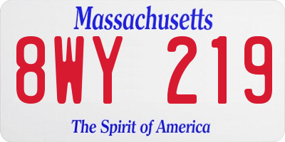 MA license plate 8WY219