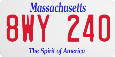 MA license plate 8WY240