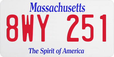 MA license plate 8WY251