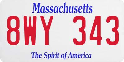 MA license plate 8WY343