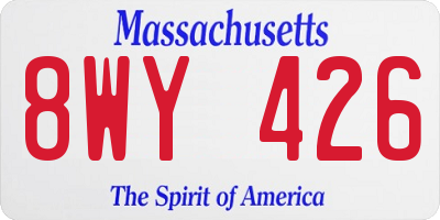MA license plate 8WY426