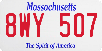 MA license plate 8WY507