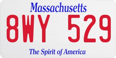 MA license plate 8WY529
