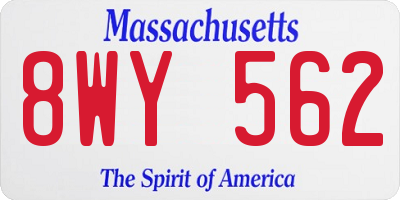 MA license plate 8WY562