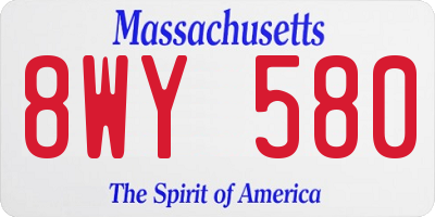 MA license plate 8WY580