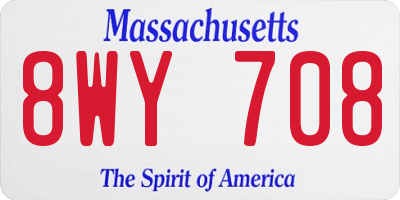 MA license plate 8WY708