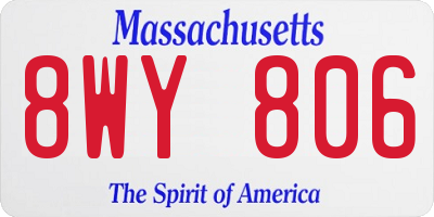 MA license plate 8WY806