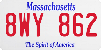 MA license plate 8WY862