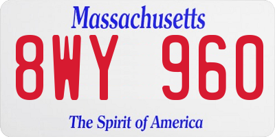 MA license plate 8WY960