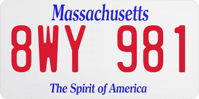 MA license plate 8WY981