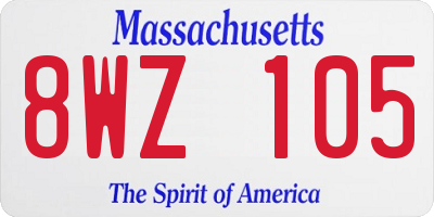 MA license plate 8WZ105