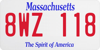 MA license plate 8WZ118