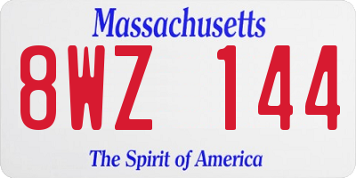 MA license plate 8WZ144