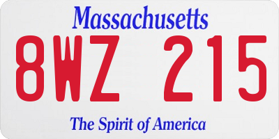 MA license plate 8WZ215