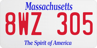MA license plate 8WZ305