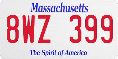 MA license plate 8WZ399