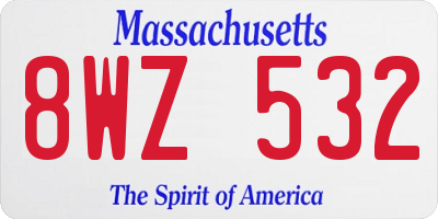 MA license plate 8WZ532