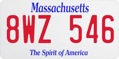 MA license plate 8WZ546