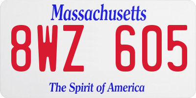 MA license plate 8WZ605