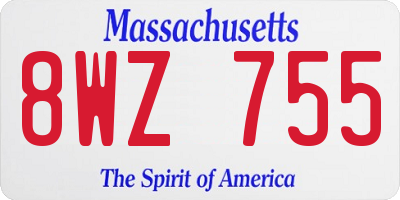 MA license plate 8WZ755
