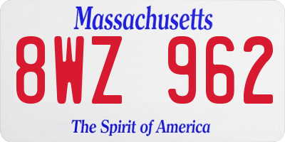 MA license plate 8WZ962