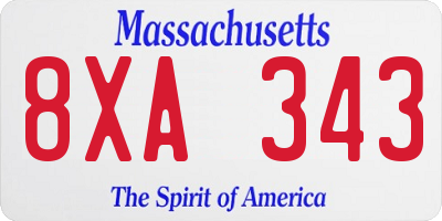 MA license plate 8XA343