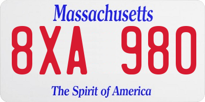 MA license plate 8XA980