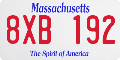MA license plate 8XB192
