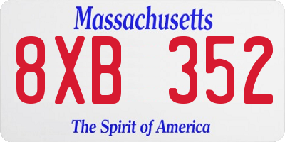 MA license plate 8XB352