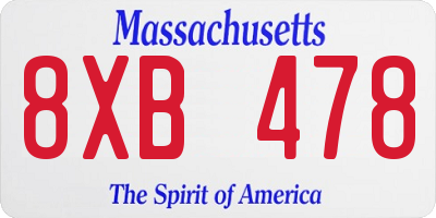 MA license plate 8XB478