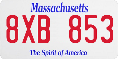 MA license plate 8XB853