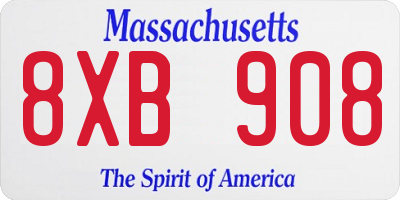 MA license plate 8XB908