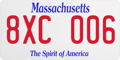 MA license plate 8XC006