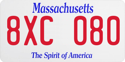 MA license plate 8XC080