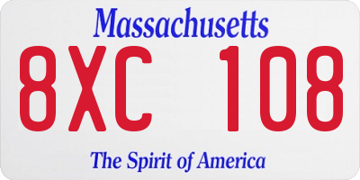 MA license plate 8XC108