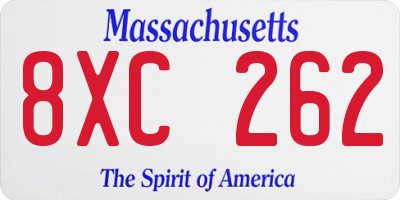 MA license plate 8XC262