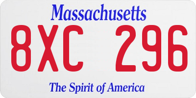 MA license plate 8XC296
