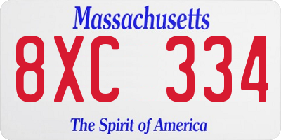 MA license plate 8XC334