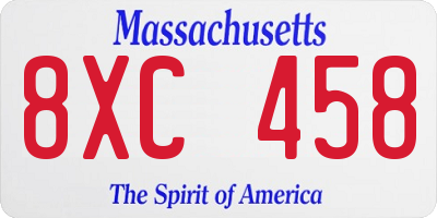 MA license plate 8XC458