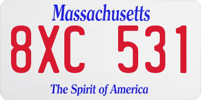 MA license plate 8XC531
