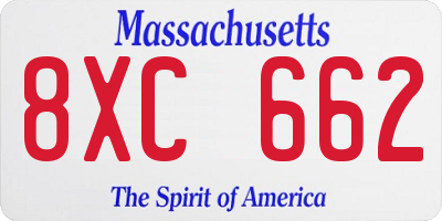 MA license plate 8XC662