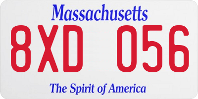MA license plate 8XD056