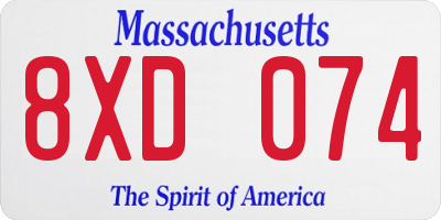 MA license plate 8XD074
