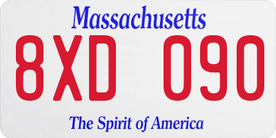 MA license plate 8XD090
