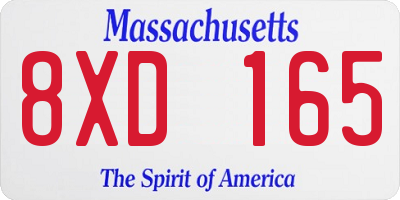 MA license plate 8XD165